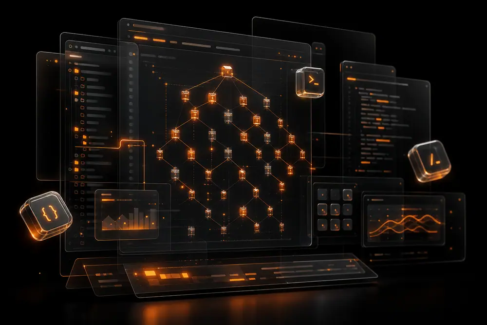 Minh họa 3D các bảng giao diện và tính năng cốt lõi của Text Minify AI